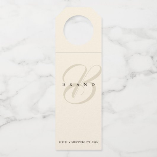 Minimale lichtbeige Black Elegant Monogram Company Flessenhanger (Achterkant)