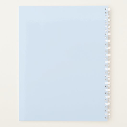 Minimale lichtblauwe aangepaste naam monogram jaar planner (Achterkant)