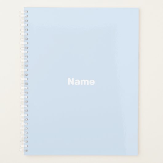 Minimale lichtblauwe aangepaste naam monogram jaar planner (Voorkant)