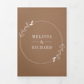 Minimale lijn Art Leaf Arch Beige Bruiloft Drieluik Uitnodiging (Cover)