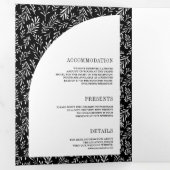 Minimale lijn Art Leaf Arch Zwart-wit bruiloft Drieluik Uitnodiging (Binnenzijde eerst)