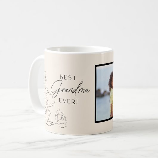 Minimale lijn bloemenscript koffiemok (Voorkant links)