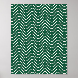 Minimale lijn Chevron Patroon Donkergroen Poster