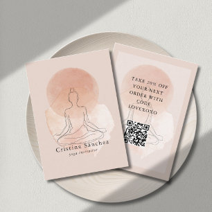 Minimale Lijnkunst Vrouw Yoga Kortingkaart Kortingskaartje