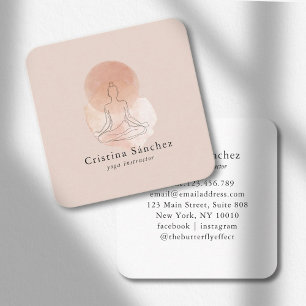 Minimale lijnkunst vrouw yoga meditatie  vierkante visitekaartje