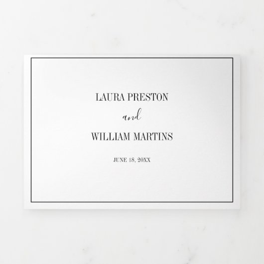 Minimale Lijst bruiloft foto met RSVP en details Drieluik Uitnodiging (Cover)