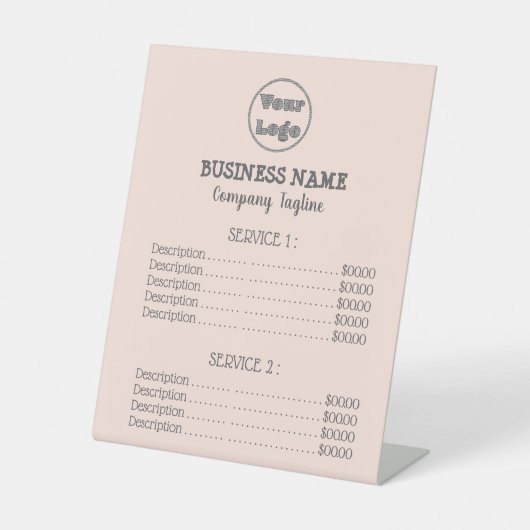 Minimale lijst met topprijzen voetafdruk  reclamebord met voetstuk (Voorkant)