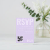 Minimale Lila lavender QR-code bruiloft RSVP Informatiekaartje (Staand voorkant)