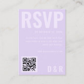 Minimale Lila lavender QR-code bruiloft RSVP Informatiekaartje (Voorkant)