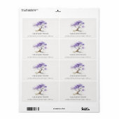 Minimale Lila Waterverf Jacaranda Tree Adres Etiket (Full Sheet)