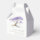 Minimale Lila Waterverf Jacaranda Tree Wedding Bedankdoosjes (Achterkant)