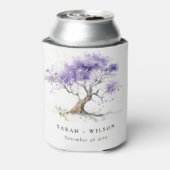 Minimale Lila Waterverf Jacaranda Tree Wedding Blikjeskoeler (Blikje Achterkant)