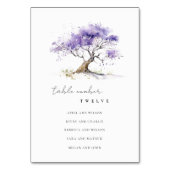 Minimale Lila Waterverf Jacaranda Tree Wedding Kaart (Achterkant)