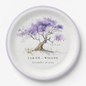 Minimale Lila Waterverf Jacaranda Tree Wedding Papieren Bordje (Voorkant)