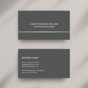 Minimale Linen Gray Faux Gold Line Interior Visitekaartje
