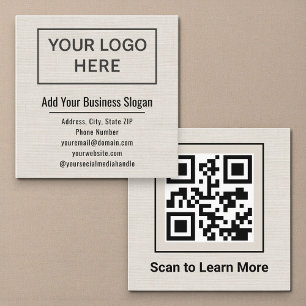 Minimale Linen Vierkante QR Code Social Media Visitekaartje