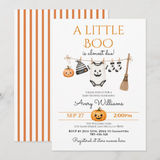 Minimale Little Boo Halloween Baby Shower Kaart