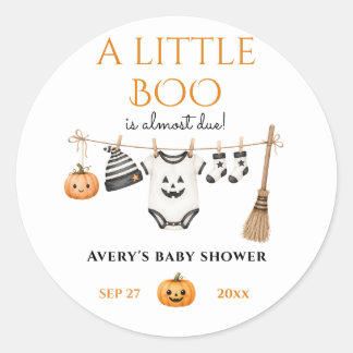Minimale Little Boo Halloween Baby Shower Ronde Sticker