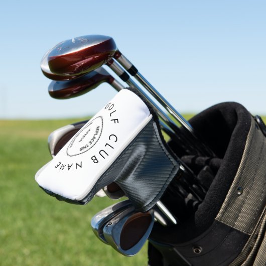 Minimale Logo Golf Club en naam Golfheadcover (Insitu)