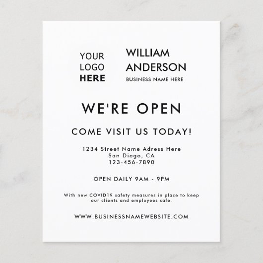 Minimale Logo Modern White Grand Opening Flyer (Voorkant)