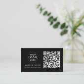 Minimale Logo QR Code Basic Black van Custom Compa Visitekaartje (Staand voorkant)
