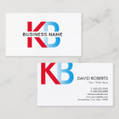 Minimale Logo van Monogram Blauw en Rode Tekst Visitekaartje (Voorkant / Achterkant)