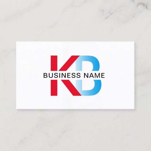 Minimale Logo van Monogram Blauw en Rode Tekst Visitekaartje (Voorkant)