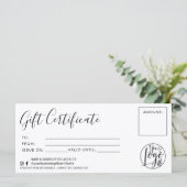 Minimale logo voor zwart-wit cadeaucertificaat (Staand voorkant)