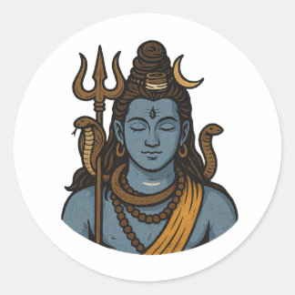 "Minimale Lord Shiva Drietand, Slang, Goddelijke R Ronde Sticker