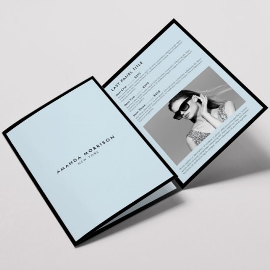 Minimale Luxale Boutique Black/Blue Brochure Drieluik Kaart