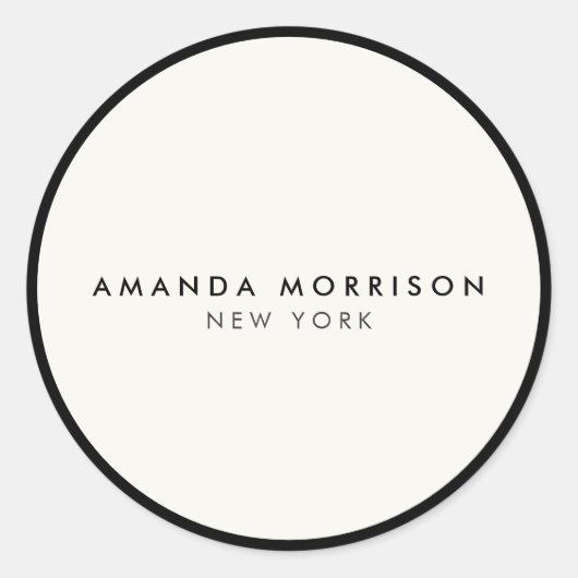 Minimale Luxale Boutique Black/Ivory Ronde Sticker (Voorkant)