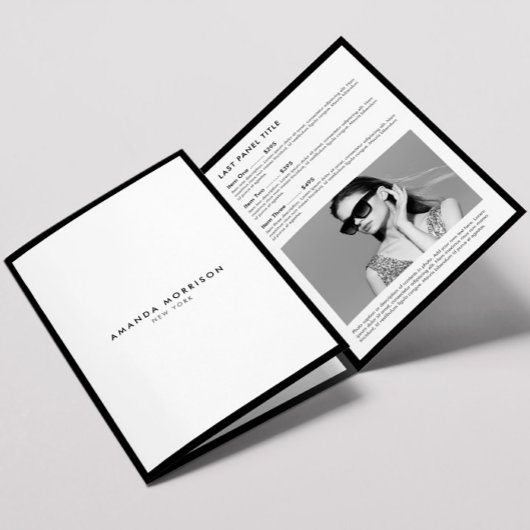 Minimale Luxale Boutique Black/White Brochure Drieluik Kaart