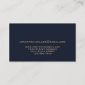 Minimale Luxe Blue Gold-Initiaal Visitekaartje (Achterkant)