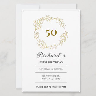 Minimale luxe gouden krans 50e verjaardag kaart