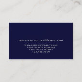Minimale Luxe Navy Blue Silver Monogram Visitekaartje (Achterkant)