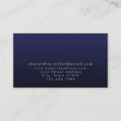 Minimale Luxe Navy Blue Silver Monogram Visitekaartje (Achterkant)