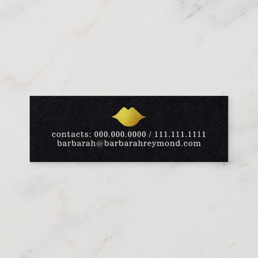minimale make-up schoonheidsberoeps modern zwart mini visitekaartje (Achterkant)