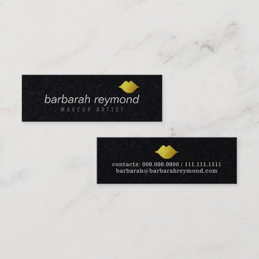 minimale make-up schoonheidsberoeps modern zwart mini visitekaartje (Voorkant / Achterkant)