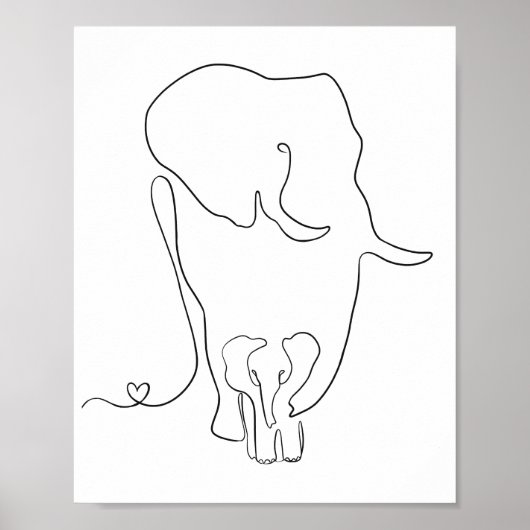 Minimale mand voor moeder en Baby olifant Poster (Voorkant)