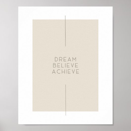 Minimale Manifestatie Quote Dromen Geloven Bereike Poster (Voorkant)