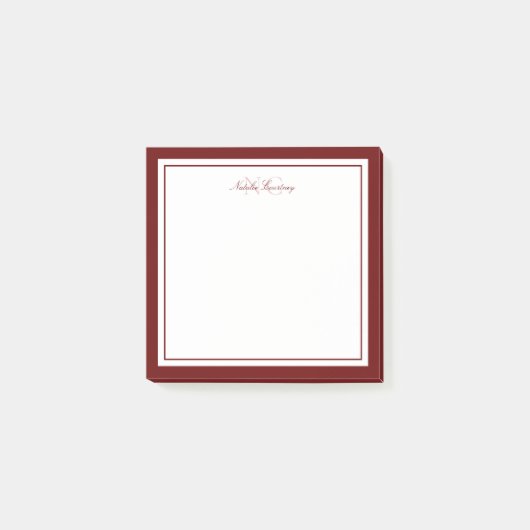 Minimale Manuscript Maron Two Border Monogram Post-it® Notes (Voorkant)
