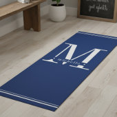 Minimale Marine Blauw & Wit Monogram Yogamat