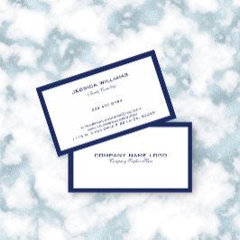 Minimale marineblauwe grens op wit visitekaartje