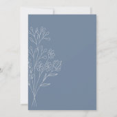 Minimale marineblauwe witte wilde bloemen bruiloft kaart (Achterkant)