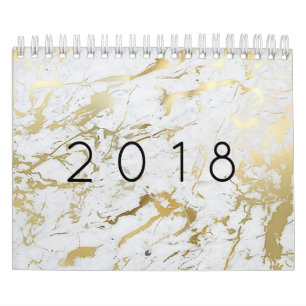 Minimale marmer White Carrara Silver Gold Stone Kalender