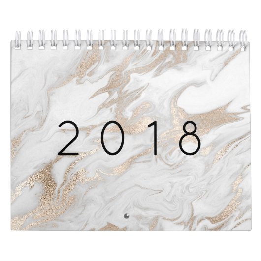 Minimale marmer White Grey Silver Roos Gold Stone Kalender (Hoes)