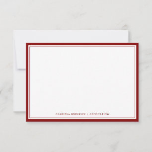 Minimale maroon-flatbriefkaart notitiekaartje