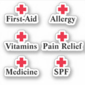 Minimale medicijnkast die eerste hulp organiseert sticker (Voorkant)
