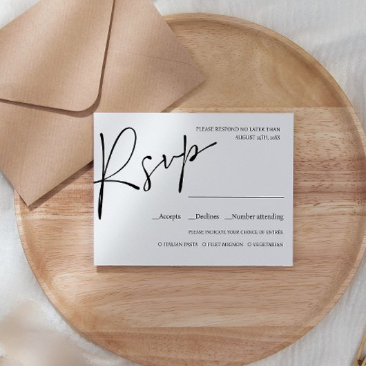 Minimale MINIMAAL KEUZE VOOR MINIMAAL GEBRUIKTE WE RSVP Kaartje