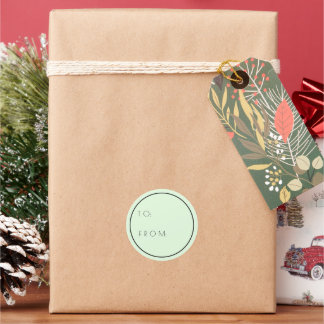 Minimale mint-groen en kerstcadeau ronde sticker